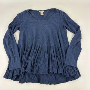 Max Studio Blouse Shirt Women Medium Blue Ruffled